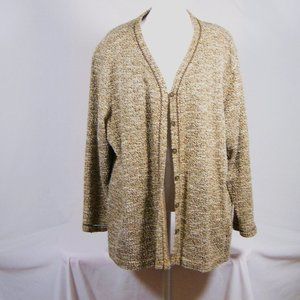 Bon Worth Oatmeal Brown Cardigan Button Sweater Jacket XL Women's